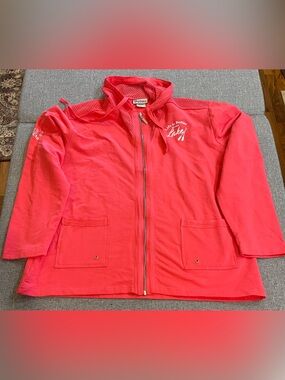 Womans coral "life is better at the lake" mesh detail zip up XXL